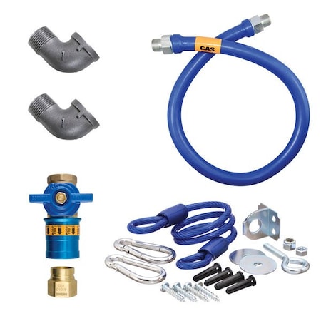 1650KITCF36 Deluxe Safety Quik 36in Gas Connector Kit W Two Elbows Restraining Cable-1/2in Dia